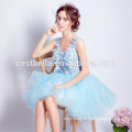 Short Prom party dress women chiffon evening dress light blue short bridesmaid dress